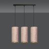 Suspension Design Bente Tissu 3 lampes Tubes Roses Style Vintage 