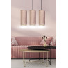 Suspension Design Bente Tissu 3 lampes Tubes Roses Style Vintage 