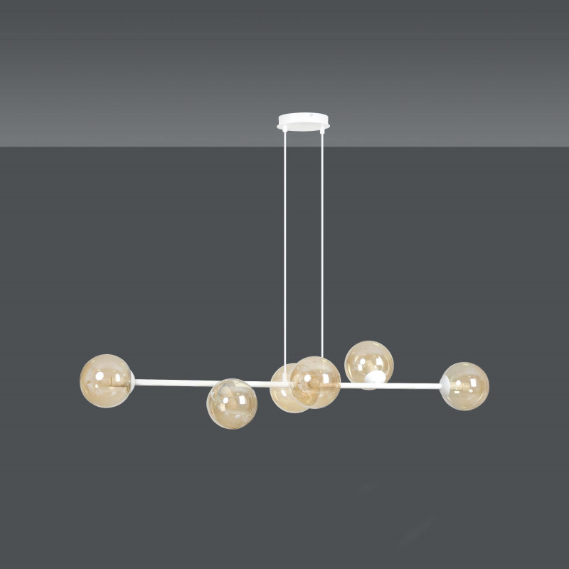 Suspension Design  Rossi Métal 6 lampes Boules Argentées Style Chic 