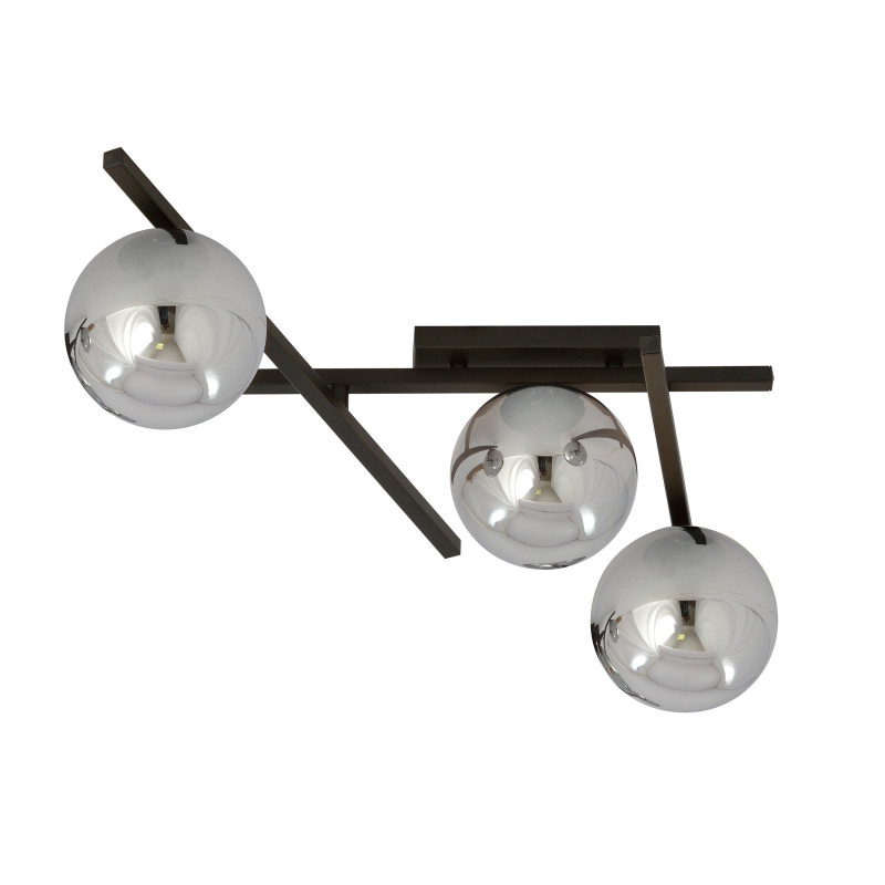 Plafonnier Design Smart Métal 3 lampes Boules Argentées Style Minimaliste 