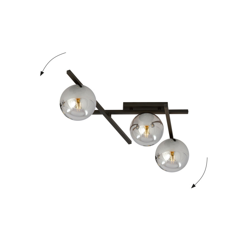 Plafonnier Design Smart Métal 3 lampes Boules Argentées Style Minimaliste 