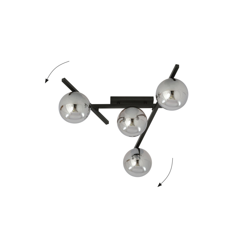 Plafonnier Design Smart Métal 4 lampes Boules Argentées Style Minimaliste 