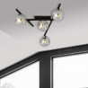 Plafonnier Design Smart Métal 4 lampes Boules Argentées Style Minimaliste 