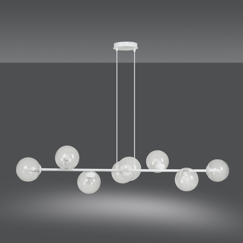 Suspension Design  Rossi Métal 8 lampes Boules Transparentes Style Chic 