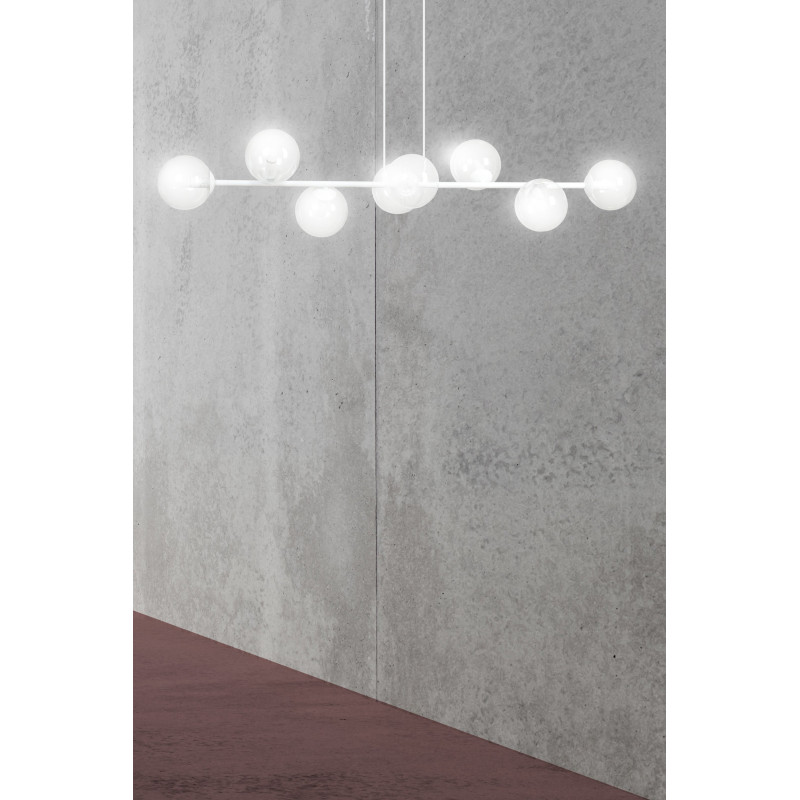 Suspension Design  Rossi Métal 8 lampes Boules Transparentes Style Chic 