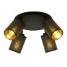 Plafonnier Design Bronx Métal 4 lampes Tubes Noires et Dorées Style Moderne 