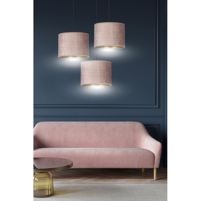 Suspension Design Hilde Métal 3 lampes Cylindres Roses Style Moderne 