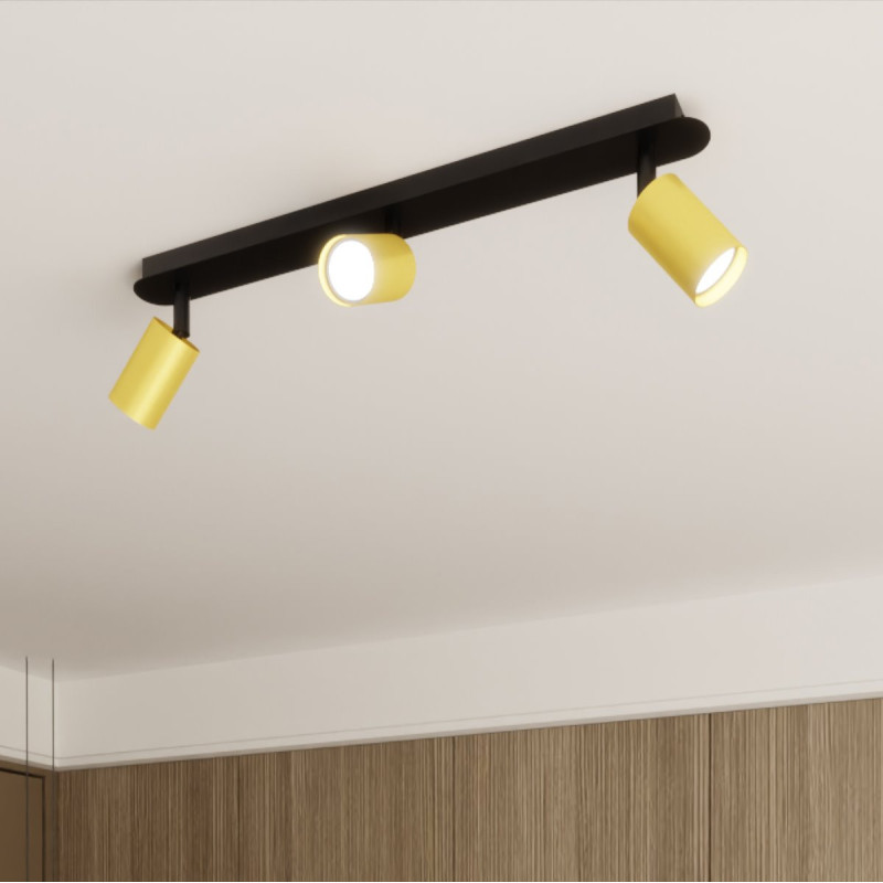 Plafonnier Design Zen Métal 3 lampes Tubes Noires Style Minimaliste 