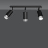 Plafonnier Design Hiro Métal 3 lampes Tubes Spots Noires et CHROME Style Moderne 