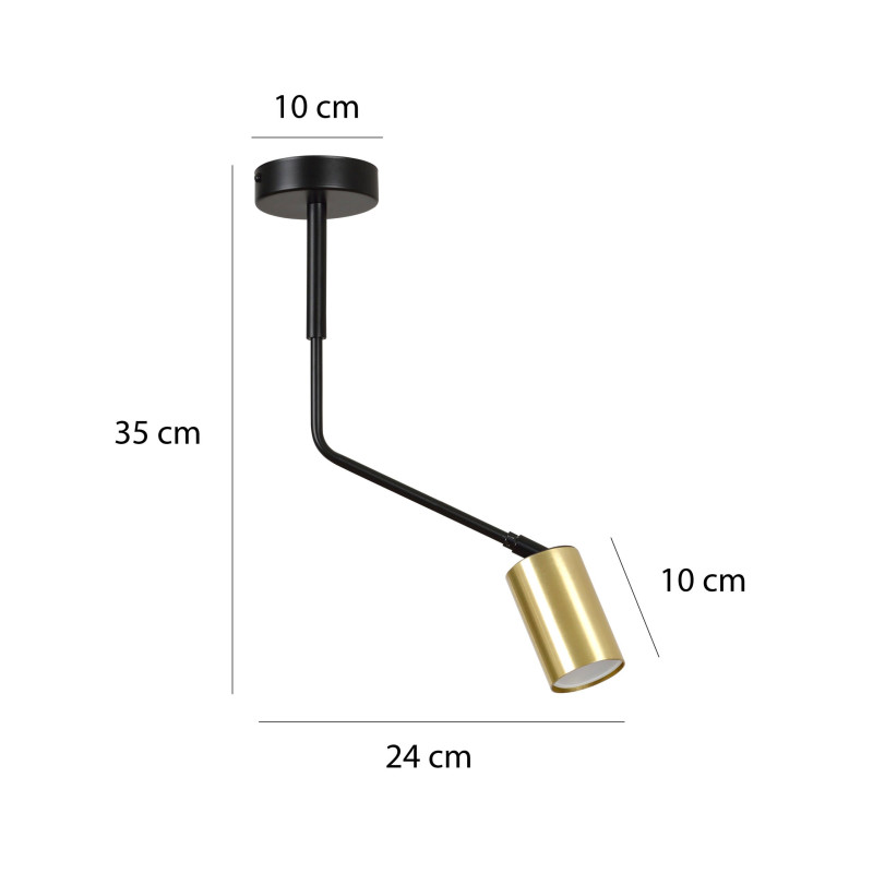 Plafonnier Design Verno Métal une Lampe Tube Noire Style Minimaliste 