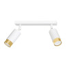 Plafonnier Design Hiro Métal 2 lampes Tubes Spots Blanches et Dorées Style Moderne 