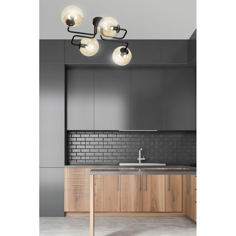 Plafonnier Design BRENDI 4 BL 4xE14 - noir / miel 