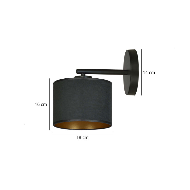 Applique Murale Design Hilde Métal une Lampe Cylindre Noire Style Moderne 