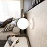 Applique Murale Design pour chambre Bior Métal et Verre une Lampe Boule Blanches, Base blanche Style Moderne