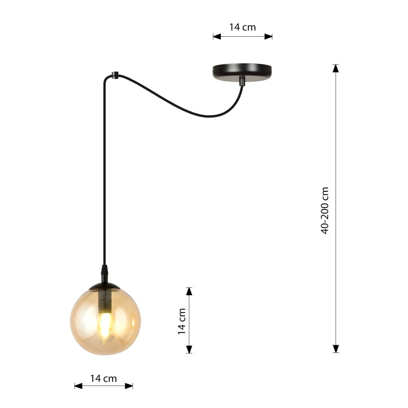 Suspension Design Gigi Métal une Lampe Boule Ambrée Style Chic 