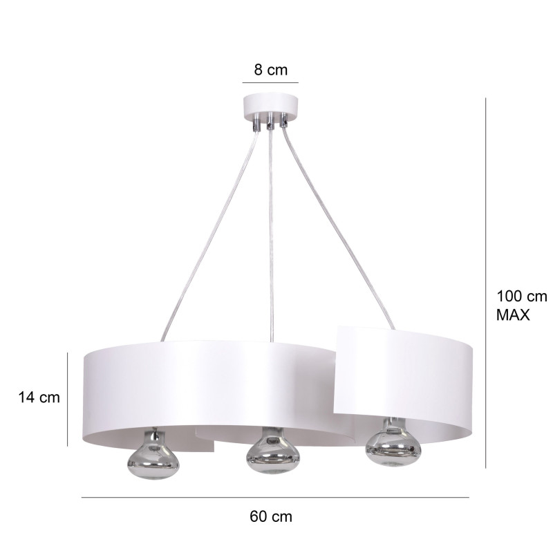 Suspension Design Vixon Métal 3 lampes Entrelacées Blanches Style Moderne 