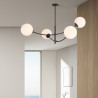 Plafonnier Design Hunter Métal 4 lampes Boules Blanches Style Chic 