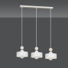 Suspension Design  Tuniso Métal et Bois 3 lampes Blanches Style Scandinave 