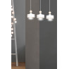 Suspension Design  Tuniso Métal et Bois 3 lampes Blanches Style Scandinave 