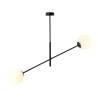 Suspension Design Linear Métal et Verre 2 lampes Boules Blanches Style Chic 