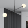 Suspension Design Linear Métal et Verre 2 lampes Boules Blanches Style Chic 