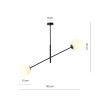 Suspension Design Linear Métal et Verre 2 lampes Boules Blanches Style Chic 