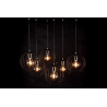 Suspension Design Albio Métal  6 lampes Rondes Cages Noires Style Moderne 