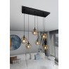 Suspension Design  Cosmo Métal 6 lampes Boules Ambrées Style Chic 