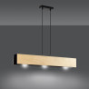 Suspension Design Carlo Métal et Contreplaqué 3 lampes Rectangles Noires Style Scandinave 