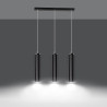 Suspension Design Luna Métal 3 lampes Tubes Noires Style Industriel 