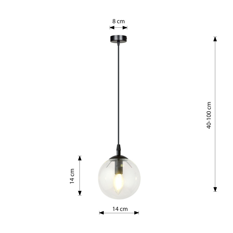 Suspension Design Cosmo Métal une Lampe Boule Transparente Style Chic 