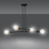 Suspension Design Multipo Métal  4 lampes Boules Noires Style Chic 