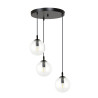 Suspension Design  Cosmo Métal 3 lampes Boules Transparentes Style Chic 