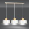 Suspension Design  Torin Métal et Bois 3 lampes Cylindres Blanches Style Minimaliste 