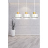 Suspension Design  Torin Métal et Bois 3 lampes Cylindres Blanches Style Minimaliste 