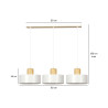 Suspension Design  Torin Métal et Bois 3 lampes Cylindres Blanches Style Minimaliste 