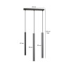 Plafonnier Design  Selter Métal 3 lampes Tubes Noires Style Minimaliste 