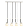 Suspension Design Glam Métal 4 lampes Boules Filiformes Blanches Style Chic 