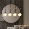 Suspension Design Glam Métal 4 lampes Boules Filiformes Blanches Style Chic 