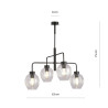 Suspension Design Lukka Métal 4 lampes Déportées Transparentes Style Minimaliste 