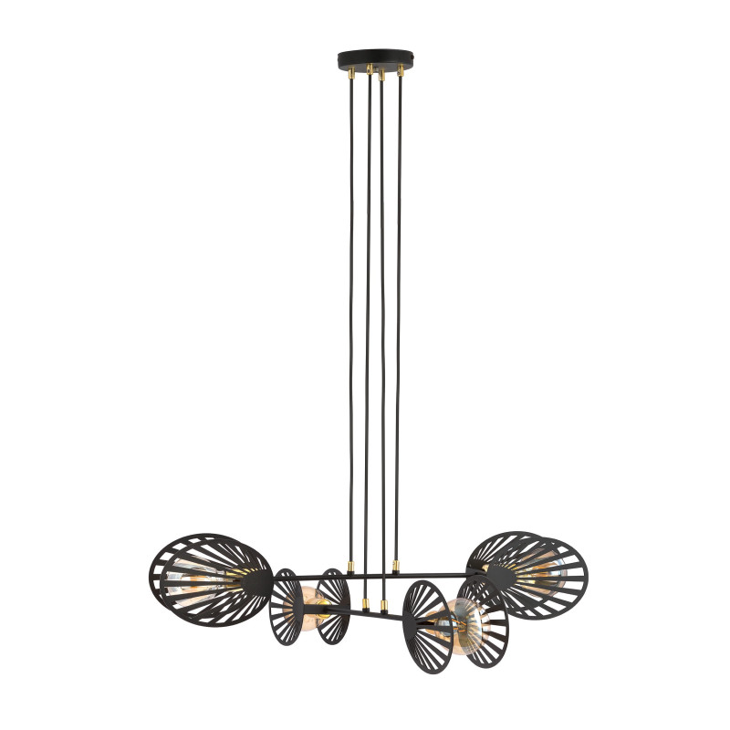 Suspension Design Playa Métal 4 lampes Palmier Noires Style Moderne 