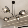 Suspension Design Playa Métal 4 lampes Palmier Noires Style Moderne 