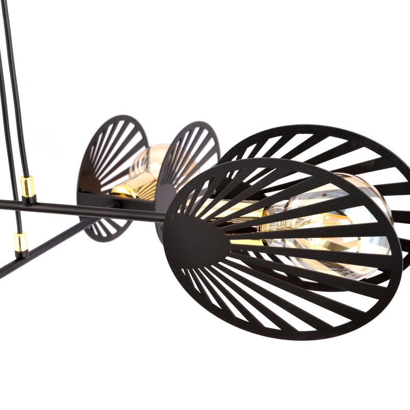 Suspension Design Playa Métal 4 lampes Palmier Noires Style Moderne 