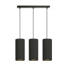 Suspension Design Bente Tissu 3 lampes Tubes Noireses Style Chic 