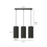 Suspension Design Bente Tissu 3 lampes Tubes Noireses Style Chic 