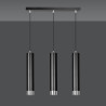 Suspension Design  Kibo Métal 3 lampes Tubes Noires et CHROME Style Moderne 