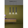 Suspension Design  Kibo Métal 3 lampes Tubes Noires et CHROME Style Moderne 