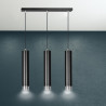 Suspension Design  Kibo Métal 3 lampes Tubes Noires et CHROME Style Moderne 