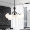 Suspension Design Nova Métal 5 lampes Boules Blanches Style Chic 