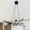 Suspension Design Essa Métal 8 lampes Boules Déportées Argentées Style Moderne 